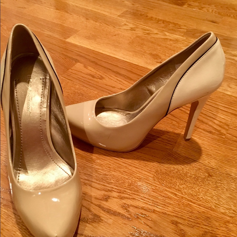 BCBGeneration two-tone nude/beige patent leather